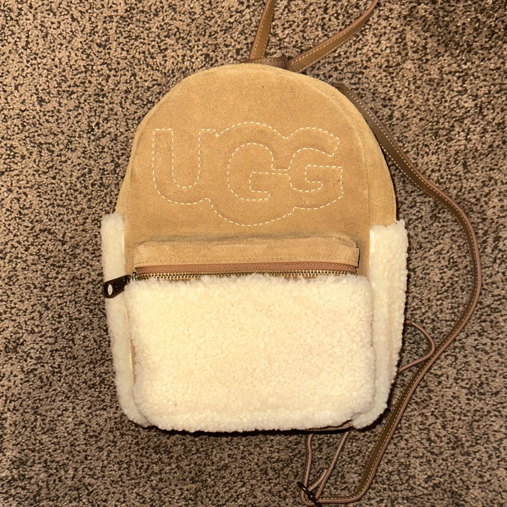 UGG Tan Suede and Cream Shearling Mini Backpack - worn a few times
